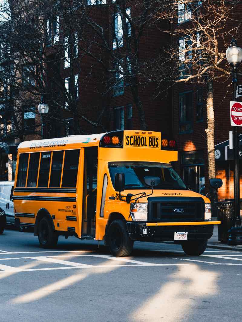 school bus rental in street