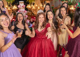 Smiling Women in Dresses on Party