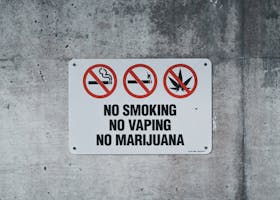 A Sign Forbidding Smoking Attached to a Wall