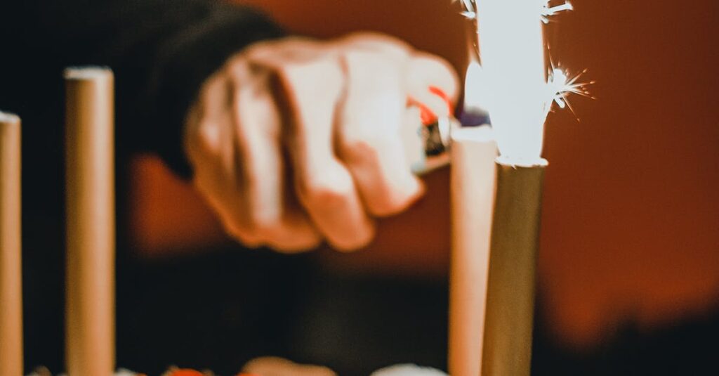 Person Lighting The Sparklers