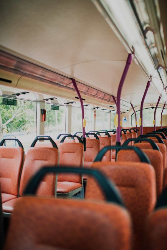 inside a charter bus rentals