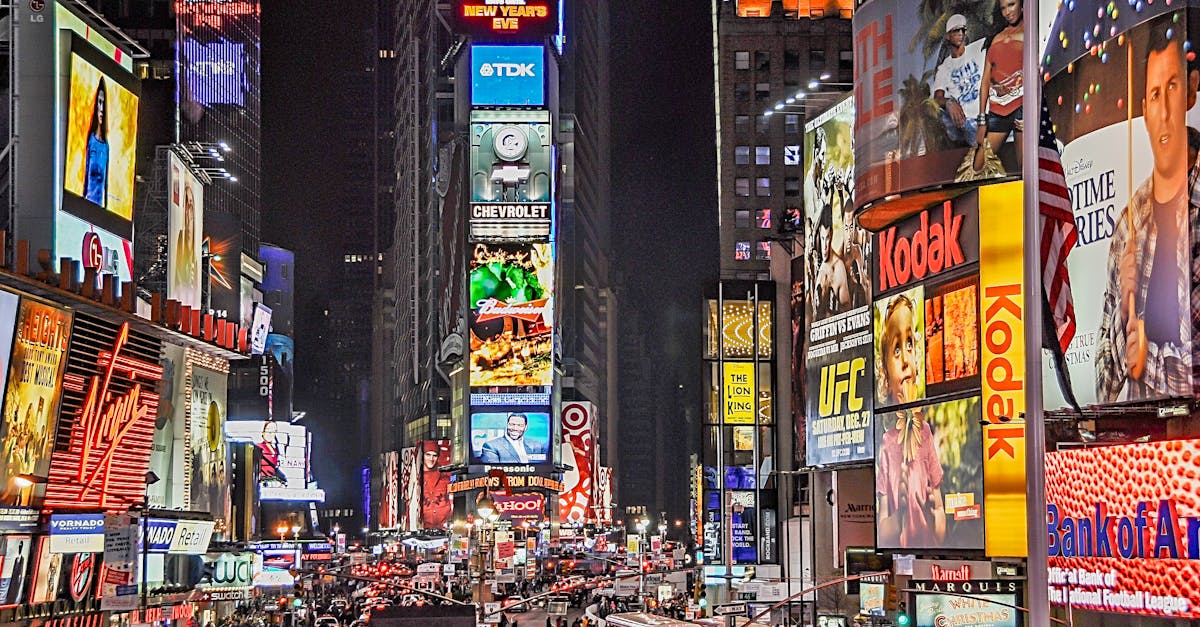 Explore the bustling nightlife of Times Square with dazzling lights and vibrant crowds.