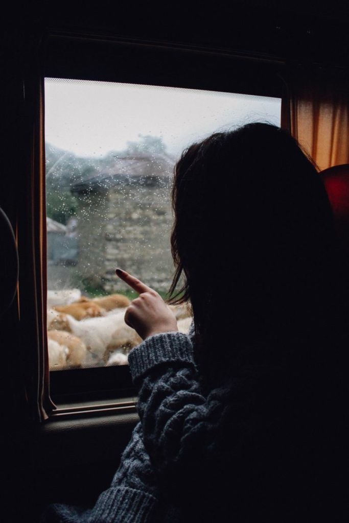 pic of a girl travel by bus