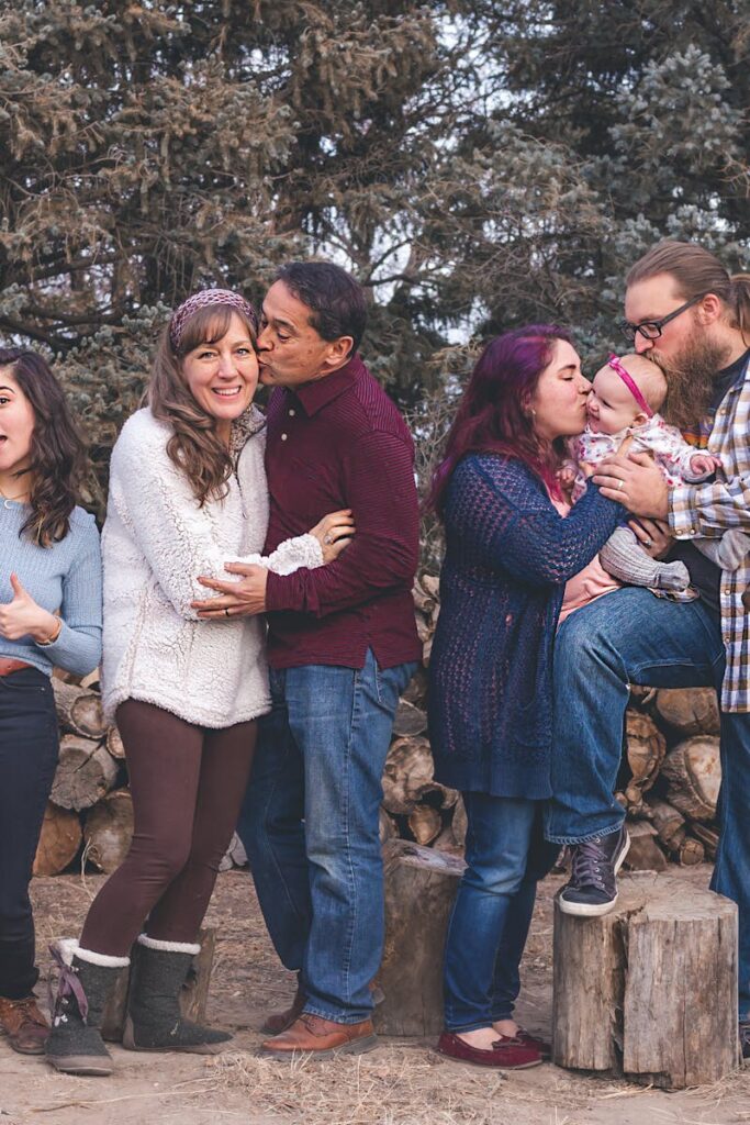 A cheerful family enjoying quality time together outdoors, capturing joyful and loving moments.